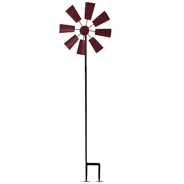 Decorativo Jardín Hierro Molino Molino Estadro Spinner Outdoor Balcón Molino Estatua Césped Patio Decoración Chicas Boys Cumpleaños Vino Rojo Speravity HA010948-02B