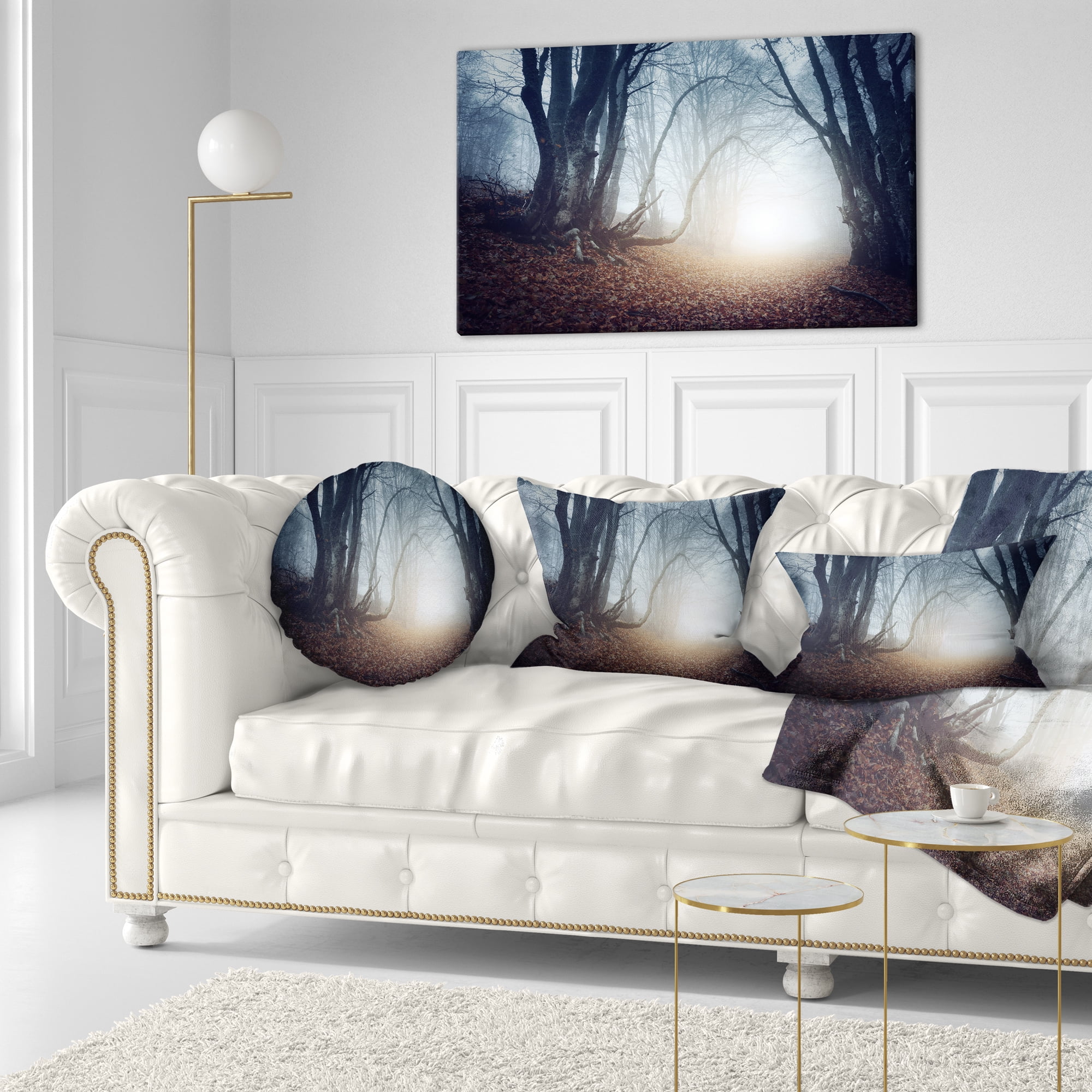 Designart Magical Trees in Mysterious Forest - Modern Forest Throw Pillow - 12x20