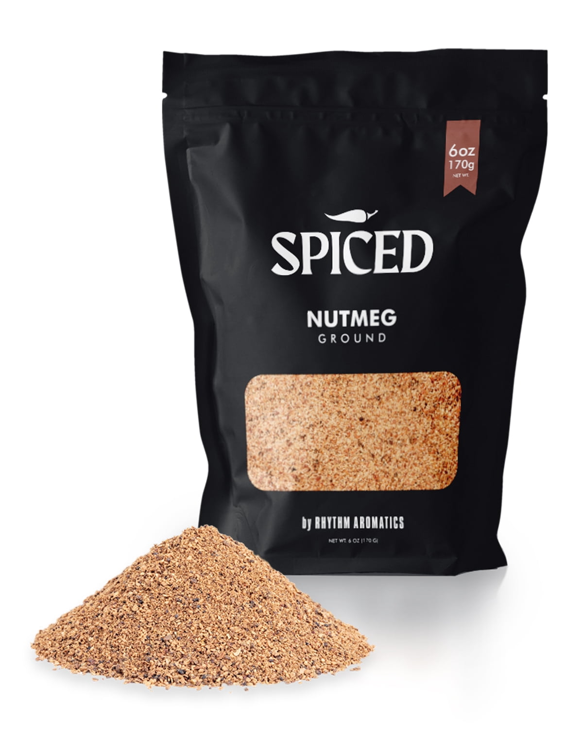 SPICED Ground Nutmeg Powder 6 Oz. Gourmet Nutmeg Spice for Holiday, Winter or Year Round Cooking, Seasoning or Garnishing