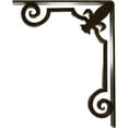 thumbnail image 4 of Ekena Millwork 2"W x 10"D x 12"H Fleur De Lis Wrought Iron Bracket, (Triple center brace), Antiqued Brass, 4 of 8