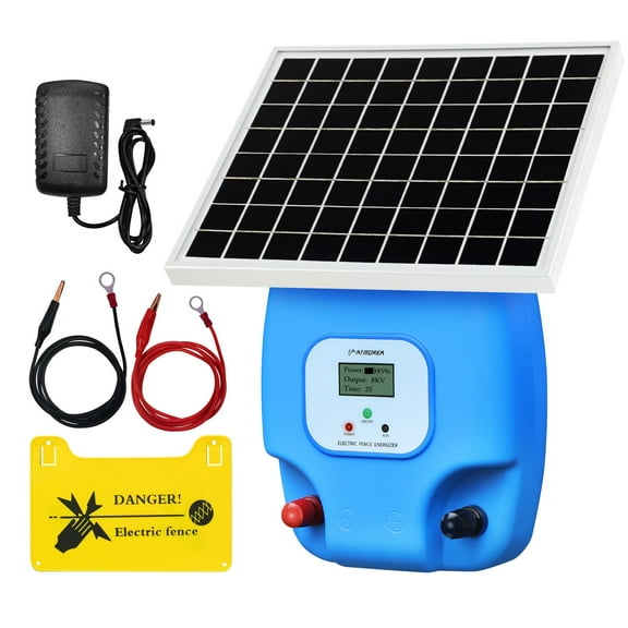 ATMOREA P9 Pro Solar Electric Fence Charger with LCD Display,1.5J Output,5 Miles Range,for Grazing Livestock