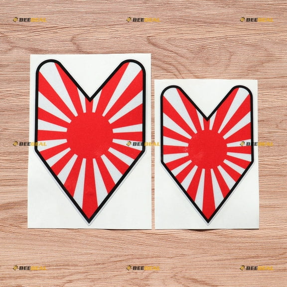 Wakaba Leaf Japanese Rising Sun JDM Car Decal Vinyl Sticker - 2 Pack Reflective, 5 Inches, 6 Inches