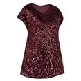 thumbnail image 4 of PrettyGuide Women's Sequin Top Shimmer Glitter Loose Bat Sleeve Party Tunic Tops, 4 of 7
