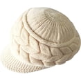 thumbnail image 4 of Gorro de esquí de lana tejido con orejeras de piel para mujer y niña, gorro de boina cálido para invierno, gorros de lana tejidos, 4 of 5