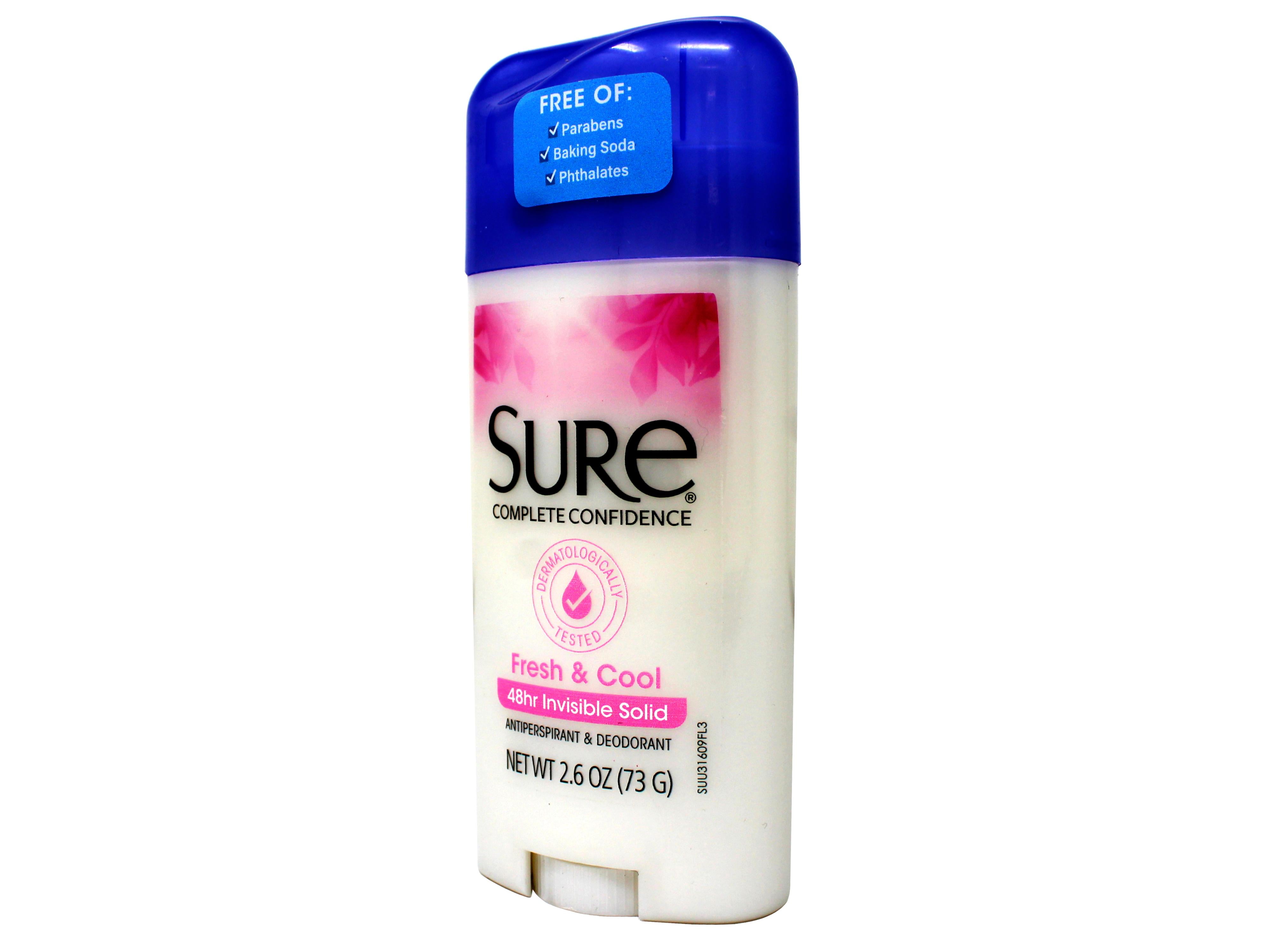 "Sure Antiperspirant & Deodorant, Fresh And Cool, 48hr Invisible Solid, 2.6 Oz, -  6 Pack