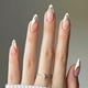 thumbnail image 1 of 24 Pieces Almond Glossy Press On Nail with White Gold French Tip Designs Acrylic False Nail for Fall Day Gifts, 1 of 5
