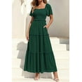 thumbnail image 4 of PRETTYGARDEN Summer Dresses for Women Boho Swiss Dot Smocked Square Neck Short Sleeve Spring Wedding Guest Maxi Dress, 4 of 10