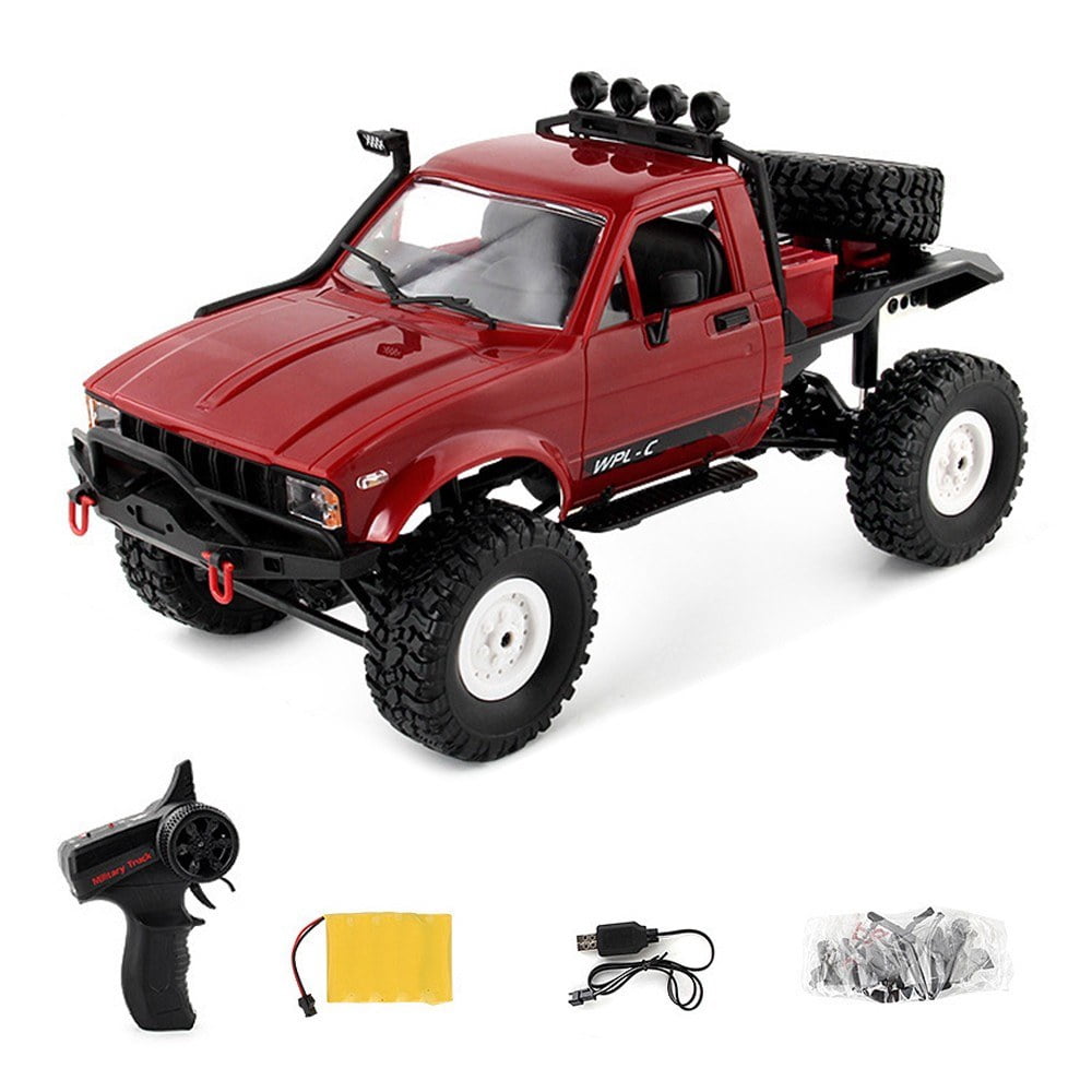 WPL 1/16 Remote Control Military Truck 4WD Off-road Climbing Car with LED Lights