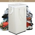 thumbnail image 5 of DOKEHOM 90L X-Large Laundry Basket with Removable Wash Bag on Wheels, Collapsible Rolling Laundry Hamper, Foldable Clothes Organizer, Folding Washing Bin (Beige), 5 of 9