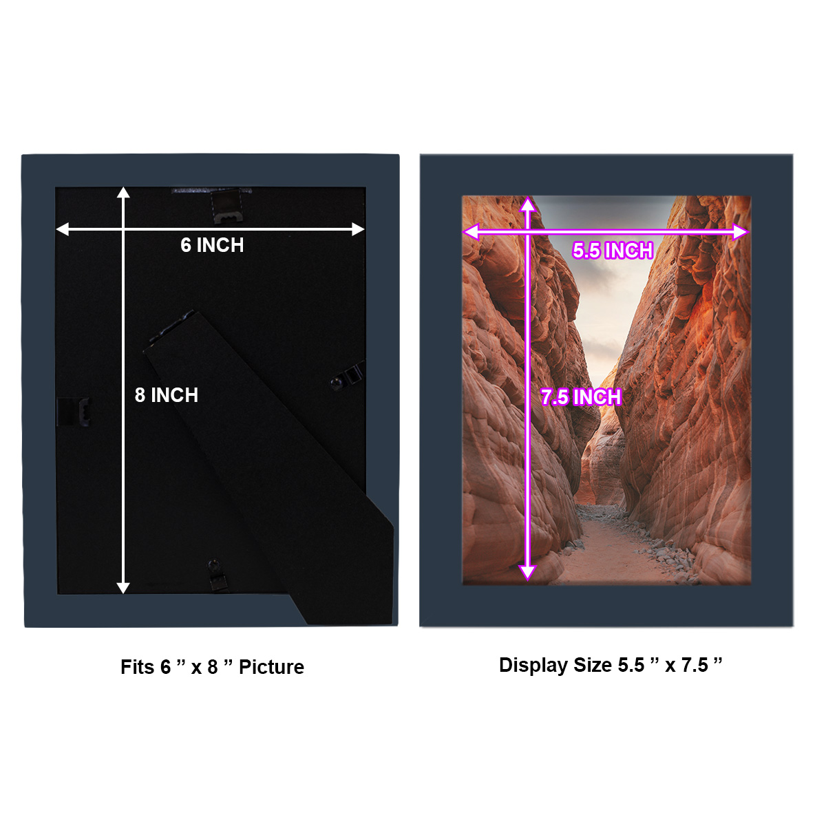 Modern 6 in. x 8 in. Dark Blue Picture Frame (Set of 4)