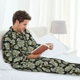 thumbnail image 6 of Salouo Skull with Dollar Print Button-Front Long Sleeve Pajama Set for Men, Soft 2Pjs Men's Long Sleeve Sleepwear-XX-Large, 6 of 7