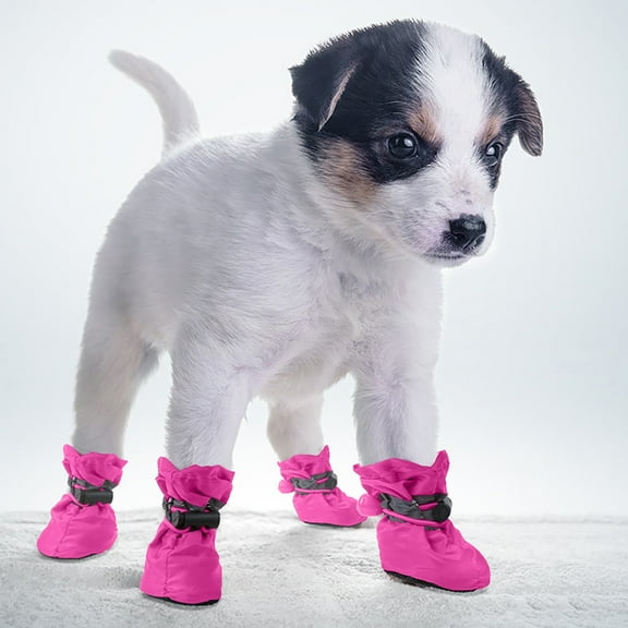 4PCS/Set Dog Shoes for Small Medium Dogs,Non- Water Resistant Pet Booties,Paw Protector for Winter Snow Rain Outdoor Walking, for Puppies Cats Pet Footwear(Pink, Size 7: 2.56"(Width))