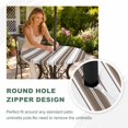 thumbnail image 4 of Round Outdoor Tablecloth with Umbrella Hole and Zipper, Brown Striped Tablecloth with Elastic Waterproof, Modern Thin Line Vertical Stripes Patio Table Covers for 55" - 60" Picnic Pool Tables, 4 of 9