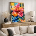 thumbnail image 4 of Framed Canvas Wall Art Vibrant Hibiscus Floral Print for Living Room Decoration - 24"x36" NATURAL, 4 of 8