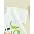 thumbnail image 4 of Toddler Baby Boy Birthday Outfit 1st-5th Dinosaur Print Romper/Shirt Pant Set 1 2 3 4 5 Years Old Birthday Clothes, 4 of 7