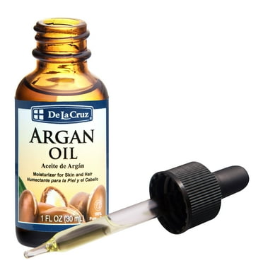 De La Cruz Argan Oil, 100% Pure Cold-Pressed Moroccan Argan Oil, Natural Moisturizer for Skin and Hair, 1 fl OZ w/ dropper