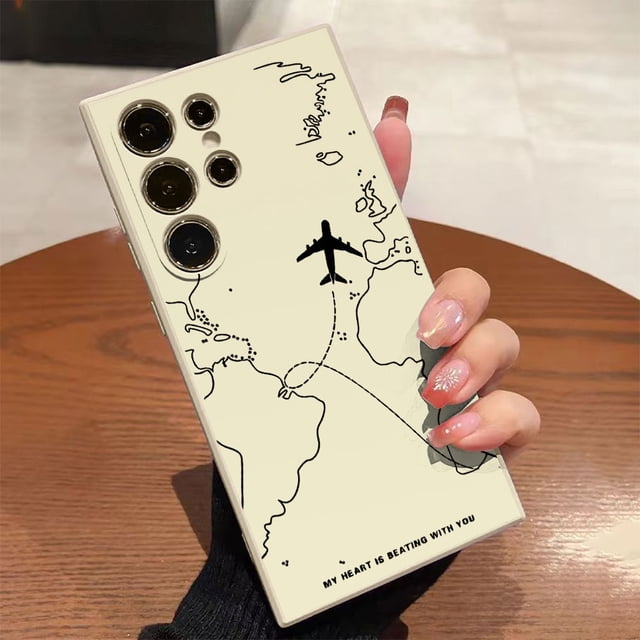Funda de teléfono Desian de ruta de avión para Samsung Galaxy S25 S24 S23 S22 S21 S20 S10 Note 20 10 Lite Ultra Plus FE 4G 5G