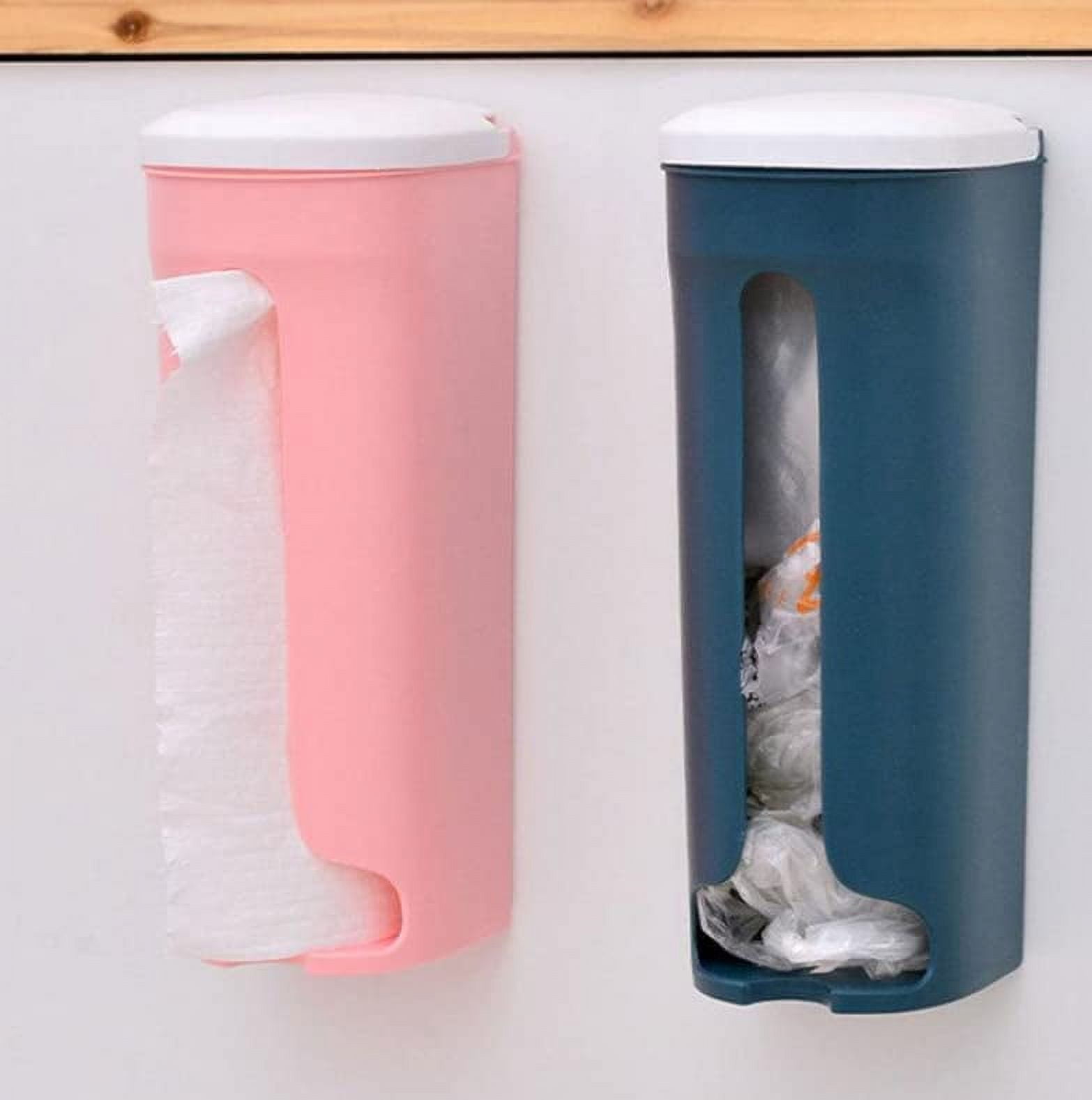 BAOOOFU Plastic Bag Holder Wall Mount, Trash Bag Dispenser Roll Holder  Kitchen Under Sink, Grocery Bags Storage Hanging Over Cabinet Door Bag  Saver