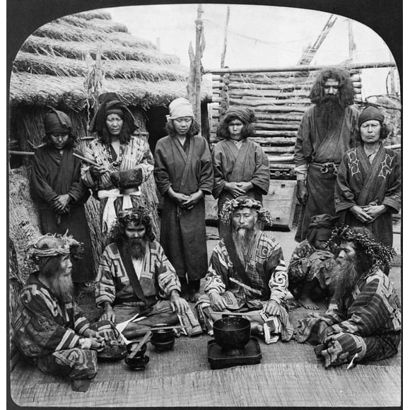 Japan: Ainu, C1906. /Na Group Of Ainu Men Dressed In Feast Attire, Island Of Yezo, Japan. Stereograph, C1906. Poster Print by  (24 x 36)