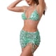 thumbnail image 4 of Conjuntos de bikini de halter de color bloque con ondas de agua para mujer, 3 piezas, parte inferior triangular, malla de cobertura, trajes de baño, pequeño, verde y blanco, 4 of 5