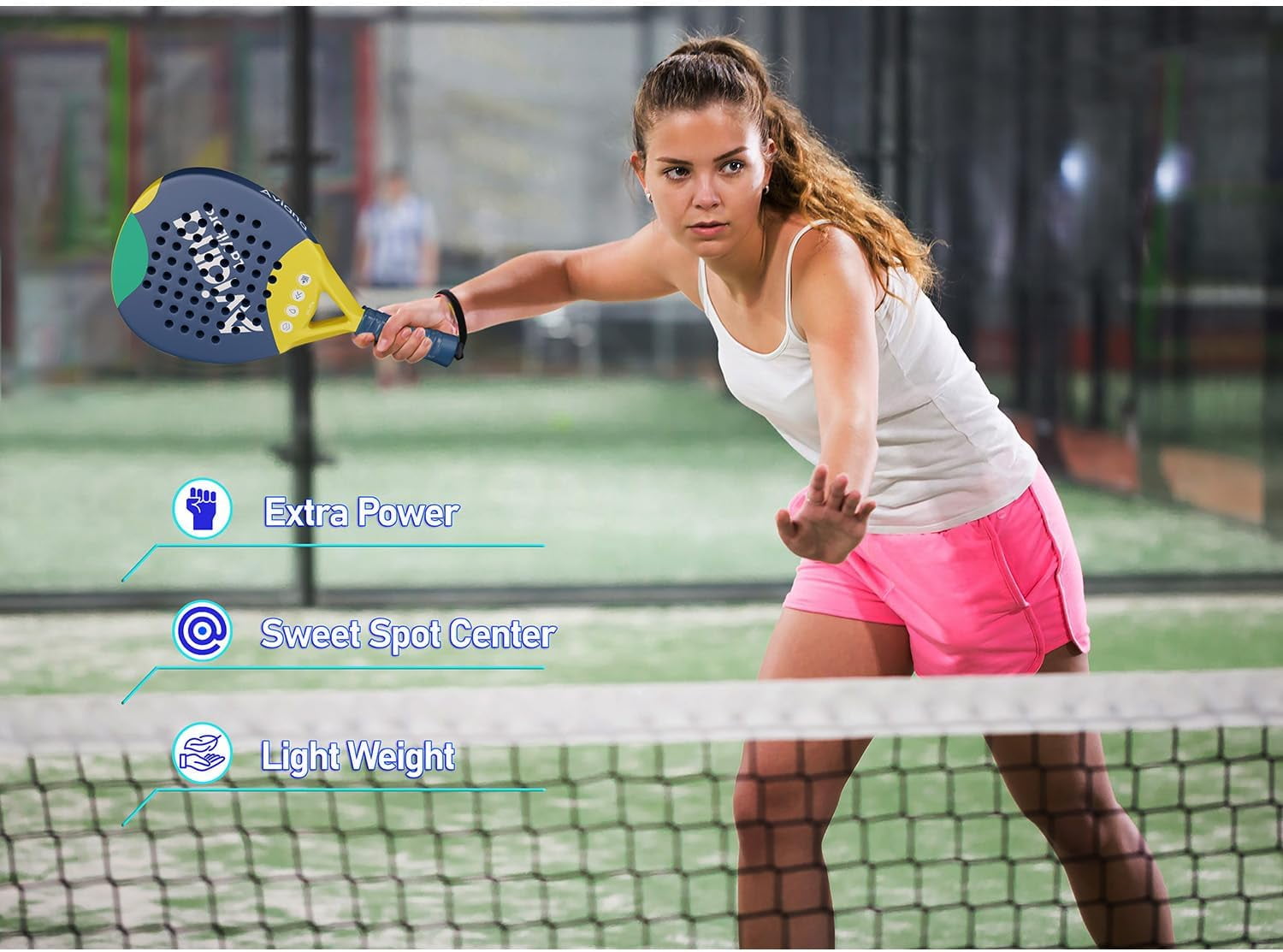 Padel Racket Rough Carbon Fiber Surface and EVA Memory Flex Foam Core, La Vibora Pala de Padel Tennis is an Ideal Paddle Racket for Beginner & Professional Players