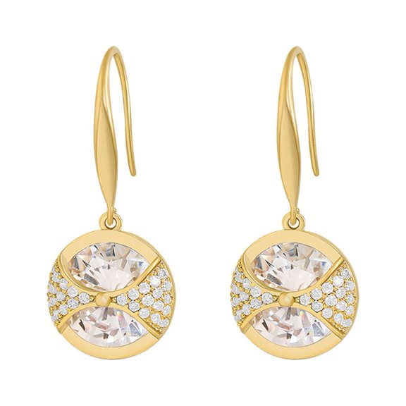 Grandest Birch 1 Pair Hook Earrings Round Pendant Rhinestone Jewelry Delicate Long Lasting Drop Earrings for Wedding Rhinestone,Al