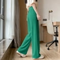 thumbnail image 5 of Oiangi Womens Wide Leg Pants Elastic Waist Ribbed Flowy Palazzo Pants Summer Casual Lightweight Pant Green 2XL, 5 of 5