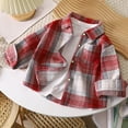 thumbnail image 2 of Eltusu Toddler Girls Plaid Shirts, Relaxed Fit Soft Lapel Collar Button-Up Long Sleeve Shirts Red Size 3-4 T, 2 of 3