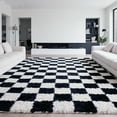 thumbnail image 4 of Large Rugs, 6'×9' Soft Fluffy Shag Indoor Floor Carpet for Living Room Bedroom Dining Room Office Home Decor,Black and White, 4 of 7