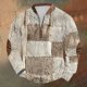 thumbnail image 1 of Blusas y camisas de manga larga con cuello redondo para hombre, talla grande, tejido de punto, estampado, media cremallera, cuello redondo, estampado vintage, manga larga, blusa de poliéster para homb, 1 of 4