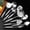 Large-9, variant on Stainless Steel Kitchen Utensils, 9 PCS Metal Cooking Utensils Set 15", Solid and Slotted Spoon, Fork, Spatula, Ladle, Skimmer, Slotted Spatula Tunner, Spaghetti Large Spoon