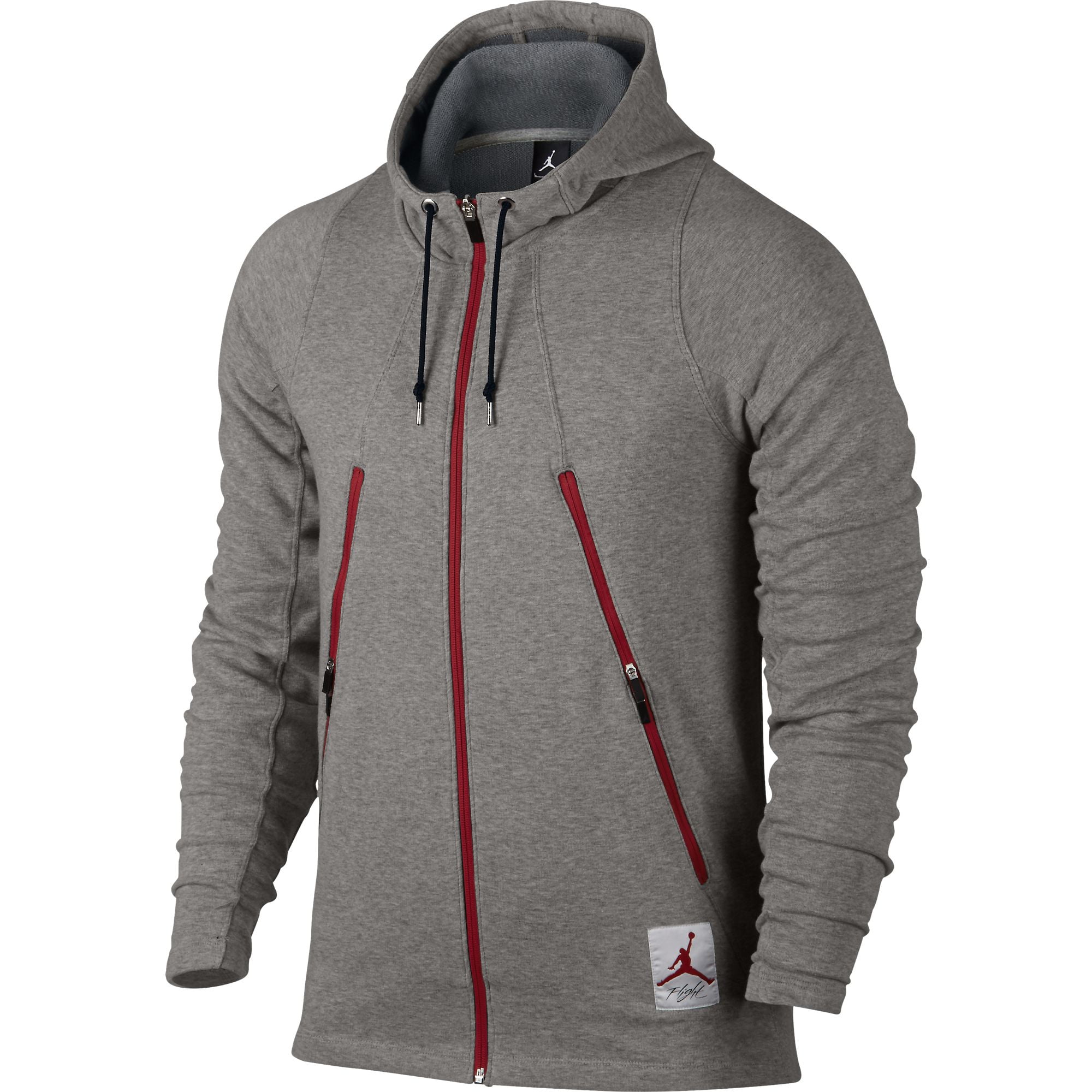 Jordan Retro Full Zip Men's Hoodie Dark Heather Grey-Gym Red 724720-063 - Walmart.com
