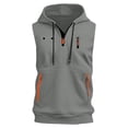 thumbnail image 4 of Dresfit Tank Tops for Men Sleeveless Zip Up Hoodie Quarter Zip Drawstring Hawaiian Tanks Summer 2026 Oversized Lightweight Cut Off Athletic Shirts Light Gray 2XL, 4 of 5