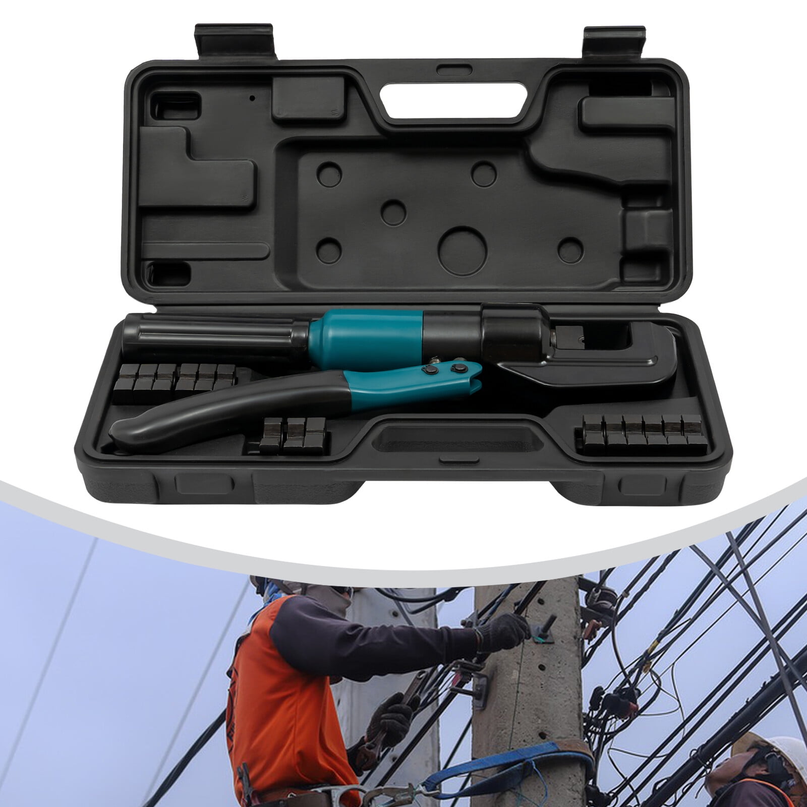 Hydraulic Hand Crimper, 45KN Hydraulic Crimping Tool with 8 Die Sets, Large Gauge Ring Terminal Crimper for Electrical Connectors