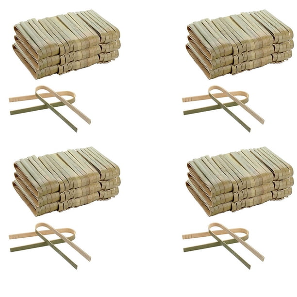 Paquete de 480 pinzas de bambú en miniatura, pinzas desechables de 4 pulgadas, pinzas para tostadas de bambú en miniatura y ecológicas