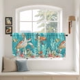 thumbnail image 3 of Brown Sea Turtle Coastal Tier Curtains, Teal Summer Beach Coral Nautical Light Filtering Kitchen Curtains, 2Pcs Rod Pocket Half Window Treatments Panels for Sink Cafe Cabinet Camper 27.5x36 Inches, 3 of 9