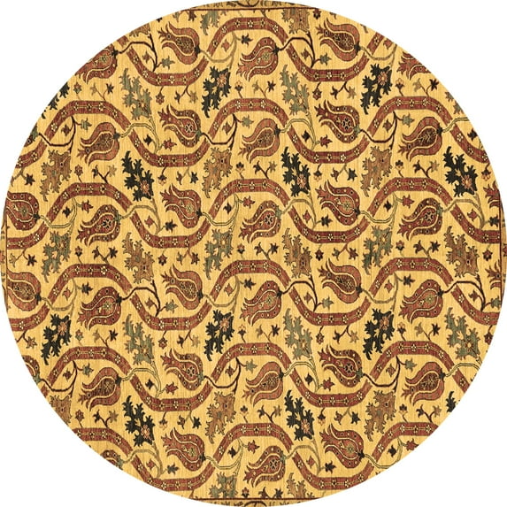 Ahgly Company Indoor Round Abstract Brown Modern Area Rugs, 6' Round