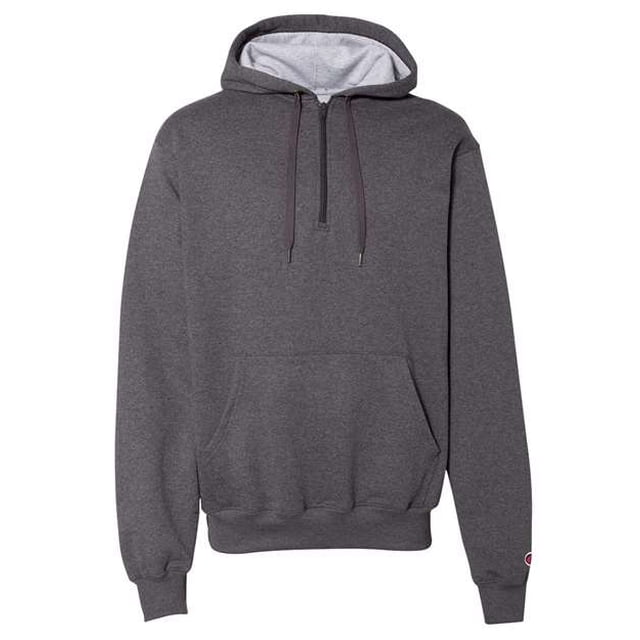 Champion Cotton Max Hooded Quarter-Zip Sudadera 2XL Charcoal Heather Campeón S185