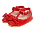thumbnail image 3 of Baby Princess Cute Solid Color Pu Leather Bowknot Casual Children's Shoes Red, 6-12 Months, 3 of 6