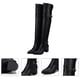 thumbnail image 2 of GOOHOCHY 1 par de botas de mujer para otoño e invierno, botas altas hasta el muslo, botas de tacón alto grueso para mujer, 2 of 7