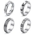 thumbnail image 1 of Juego De 4 Anillos Giratorios Vintage Para Mujeres Y Hombres, Anillos Giratorios De Acero Inoxidable, Anillos De Banda Para La Ansiedad seitruly AP007235-04, 1 of 6