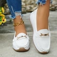 thumbnail image 2 of Women's Wedge Suede Loafers Low Cut Casual Wide Width Tennis Shoes Metal Chain Comfortable Non Slip Walking Sneakers White Size 7, 2 of 5