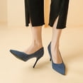 thumbnail image 6 of Miluxas Women's Pointed Toe Pumps Classic Suede Shoes Kitten Heel Slip On Dress Pumps Blue 9(42), 6 of 9