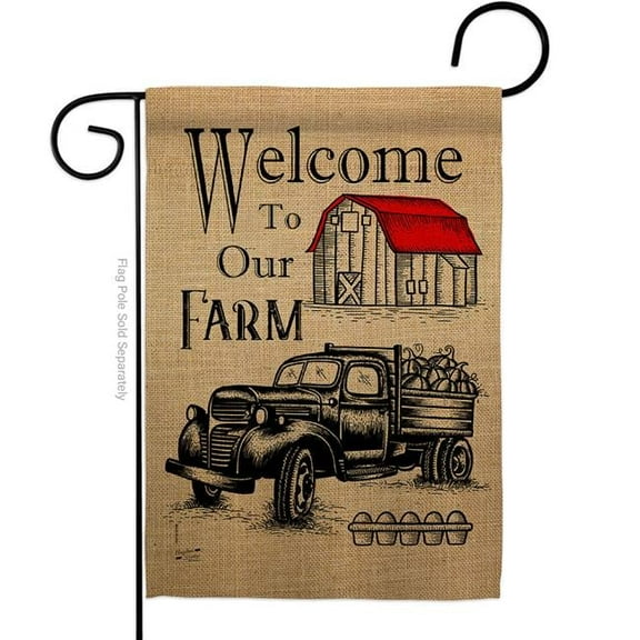 Angeleno Heritage G135191-BO Welcome Farm Country Living Primitive 13 x 18.5 in. Double-Sided Decorative Vertical Garden Flags for House Decoration Banner Yard Gift