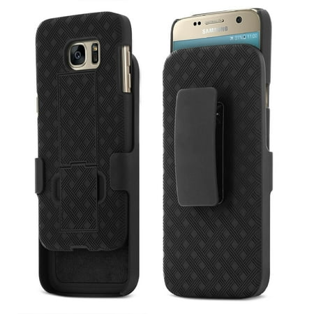 Galaxy S7 Case, Aduro Shell & Holster COMBO Case Super Slim Shell Case w/ Built-In Kickstand + Swivel Belt Clip Holster for Samsung Galaxy S7