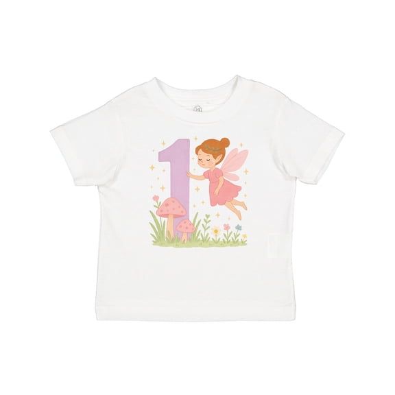 Inktastic 1st Birthday Fairy with Mushrooms and Flowers Boys or Girls Baby T-Shirt
