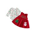 thumbnail image 2 of Jaweiwi Baby Toddler Girls Christmas Outfit, 3 6 9 12 18 Months Long Sleeve Tree Print Romper with Embroidery Overall Dress, 2 of 9
