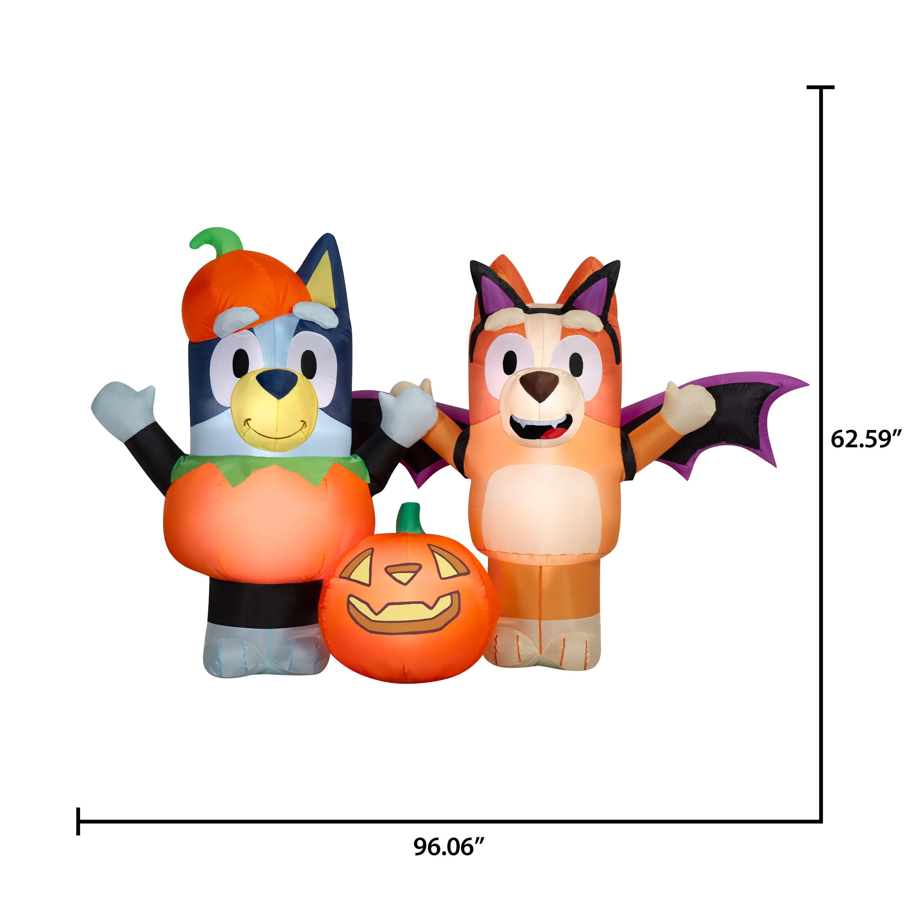 Bluey, Bingo and Pumpkin Yard Inflatable + Hyper Tough 25FT Tri-Outlet Outdoor Extension Cord