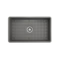thumbnail image 6 of BOCCHI Classico Farmhouse Apron Front Fireclay 30 in. Single Bowl Kitchen Sink with Protective Bottom Grid and Strainer in Matte Gray, 6 of 6