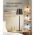 thumbnail image 2 of 2Pack Cordless Table Lamp, 5200mAh IP54 Waterproof Rechargeable Battery Desk Lamp, 3 Color Stepless Dimming Up, Battery Operated Lamp for Kitchen/Bedside/Outdoor/Restaurant/Camping (Black), 2 of 6